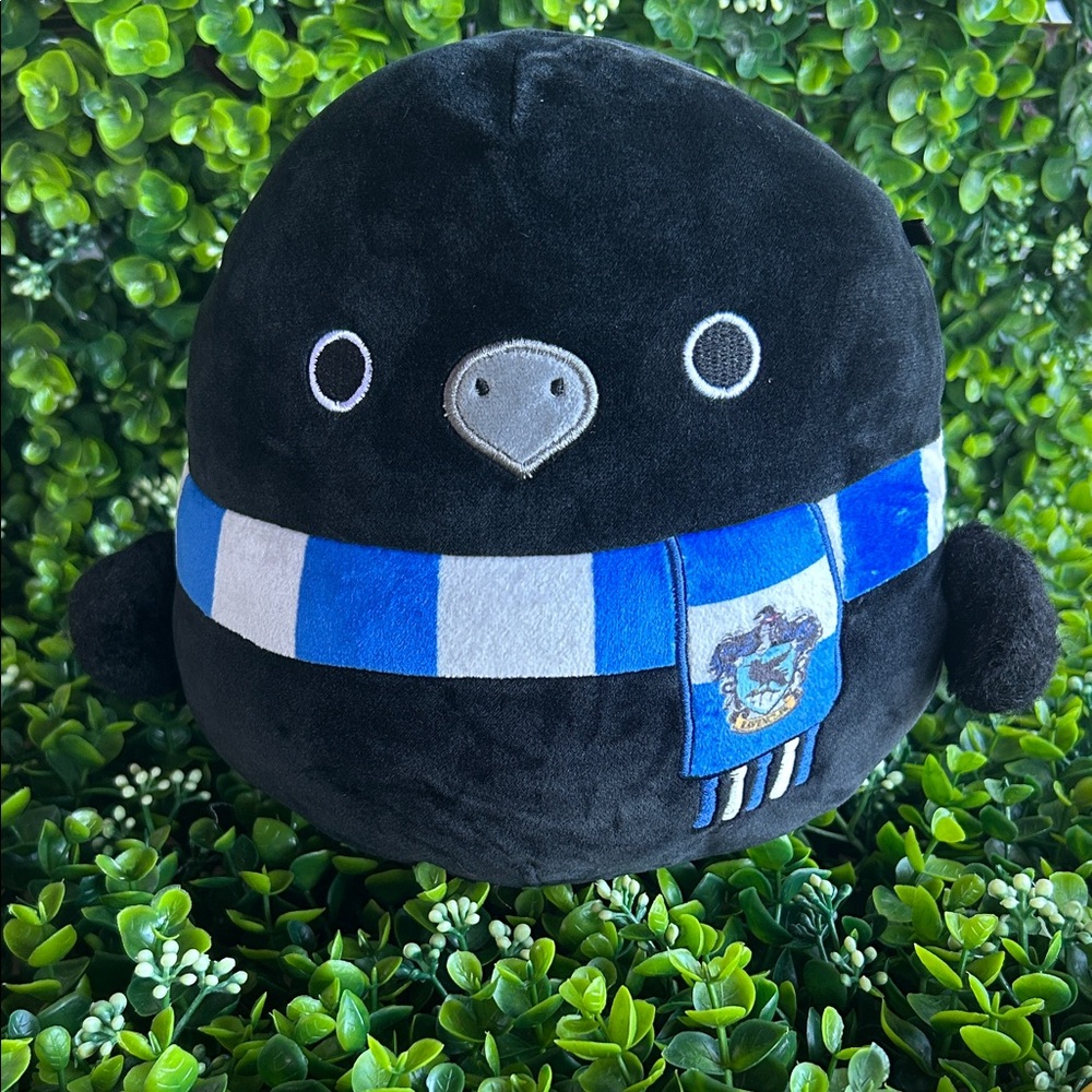 Squishmallows Black Penguin with Blue Striped Scarf